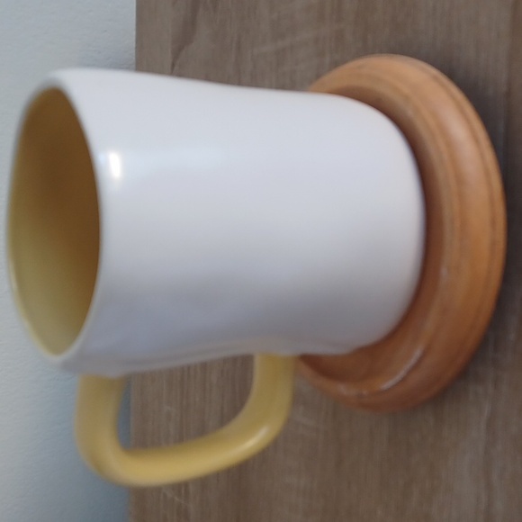 2 FOR $20 Rae Dunn White Ceramic BEAUTIFUL DAY Mug With Yellow Interior & Handle - Picture 4 of 9